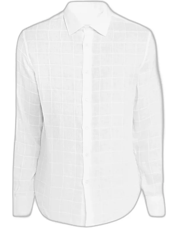 Julian Tonal Windowpane-print Sport Shirt
