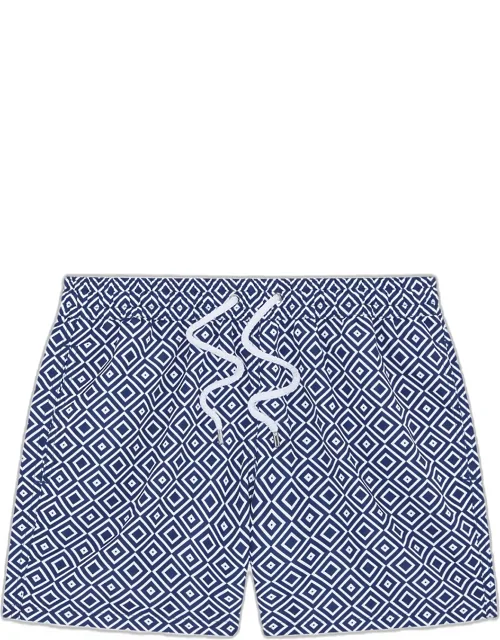 Angra Nylon Geometric Tile-print Sport Swim Shorts