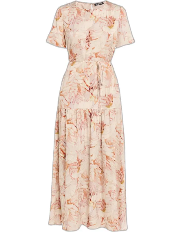 Floral-print Hammered Satin Maxi Dress