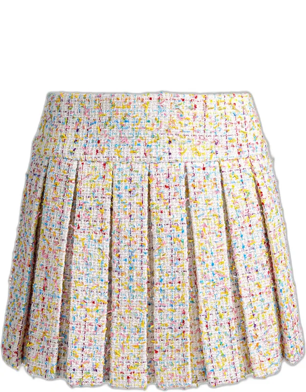 Pleated Tweed Mini Skirt