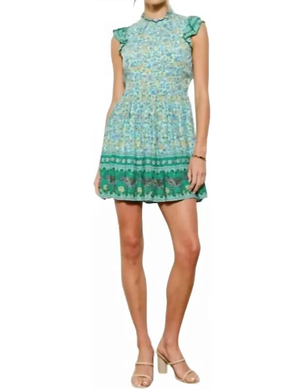 Floral Ruffle Trim Mini Dress