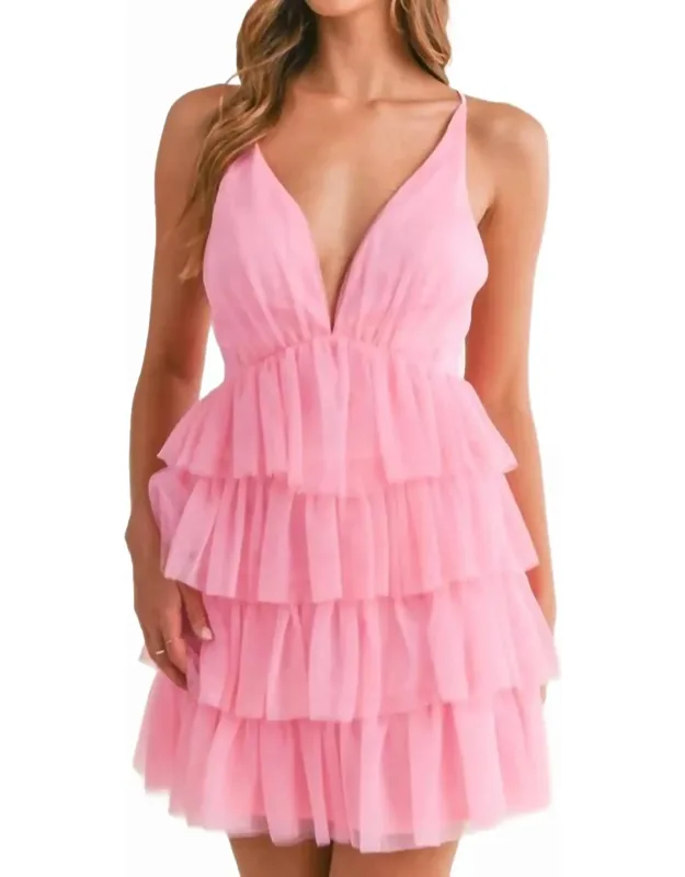 Tiered Tulle Plunge Dress