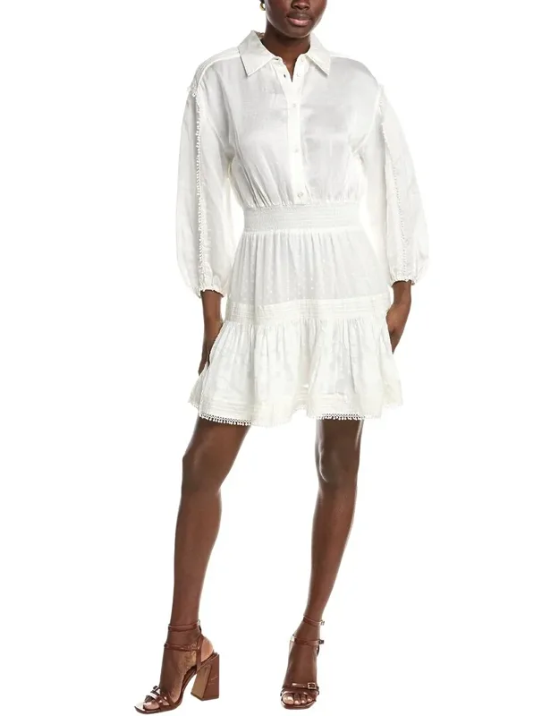 Mixed Media Linen-blend Mini Dress