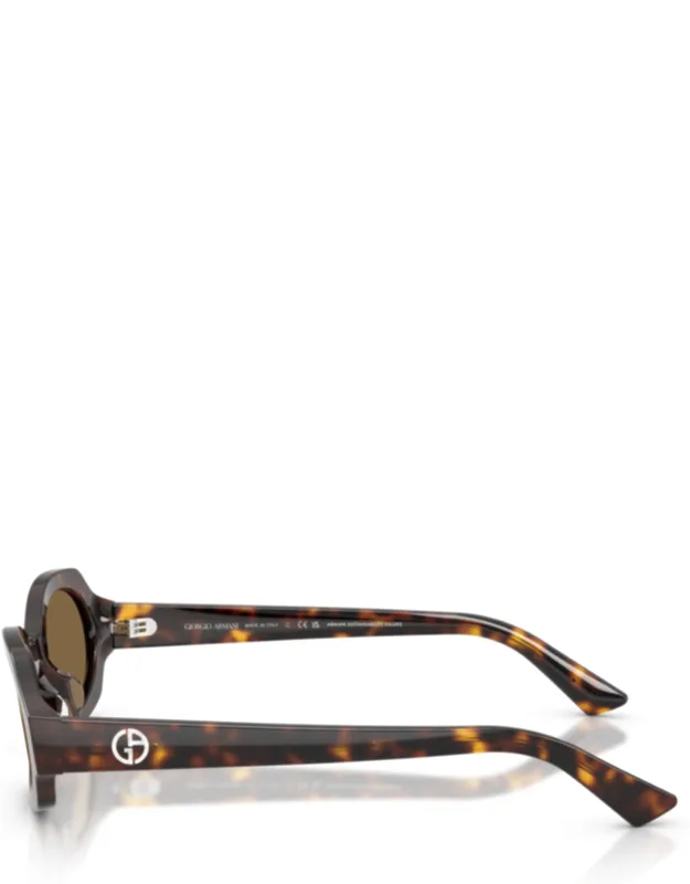 Tortoiseshell Oval Frame Sunglasses With Logo Detail