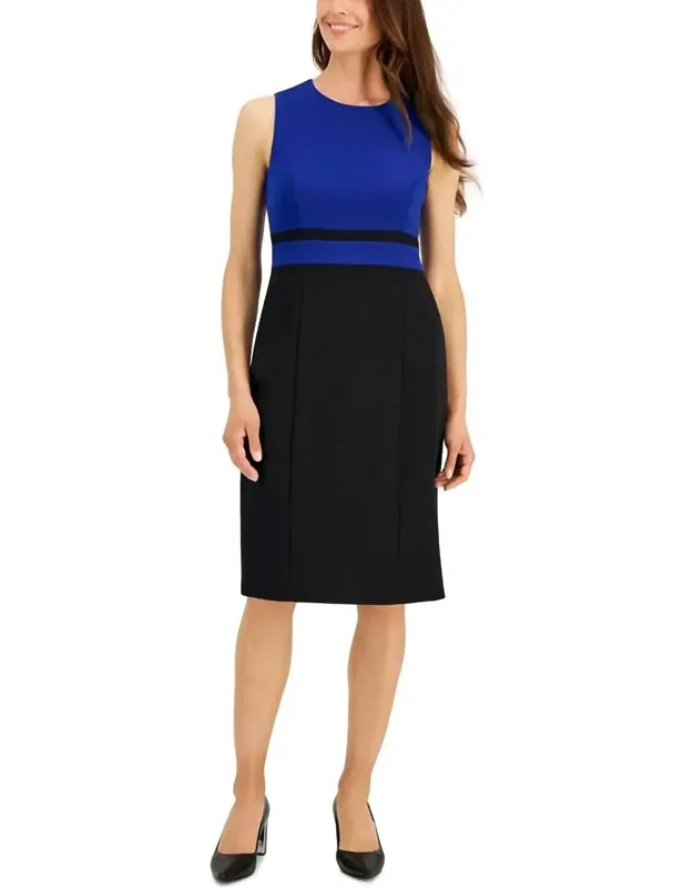 Colorblocked Sleeveless Sheath Dress