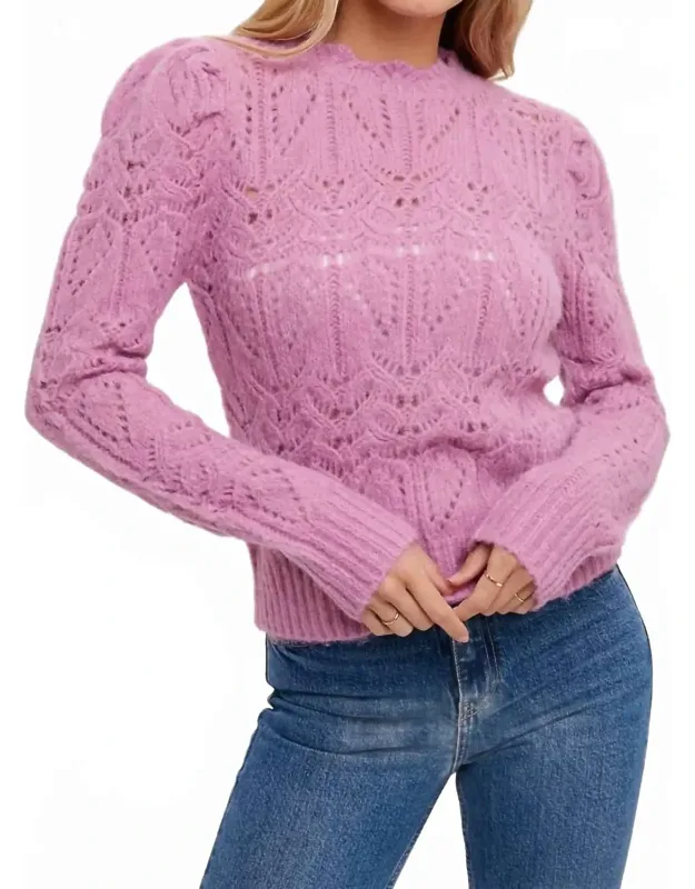Puff Sleeve Pointelle Pullover