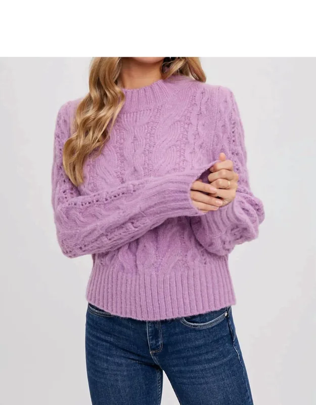 Puff Sleeve Cable Pullover