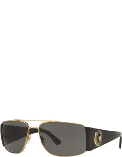 Sunglasses, Rectangle Full Rim, Dark Grey Lens