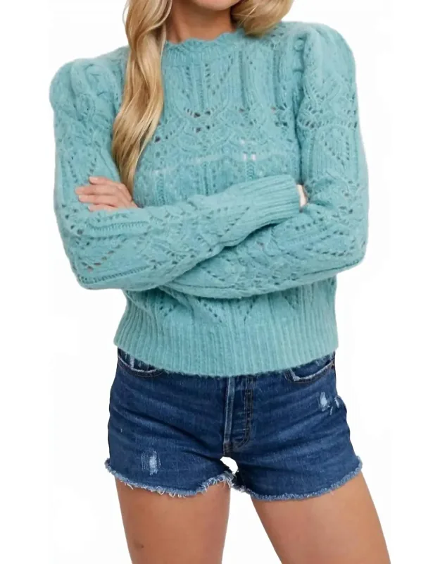 Puff Sleeve Pointelle Pullover