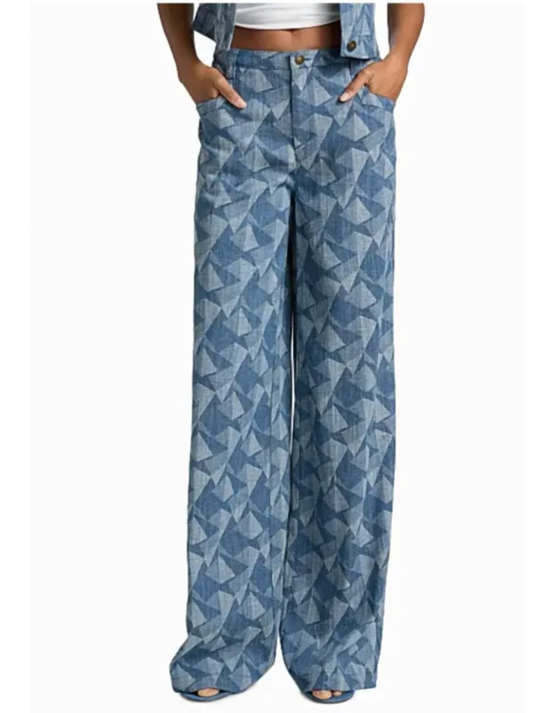 Leo Pants In Geo Denim