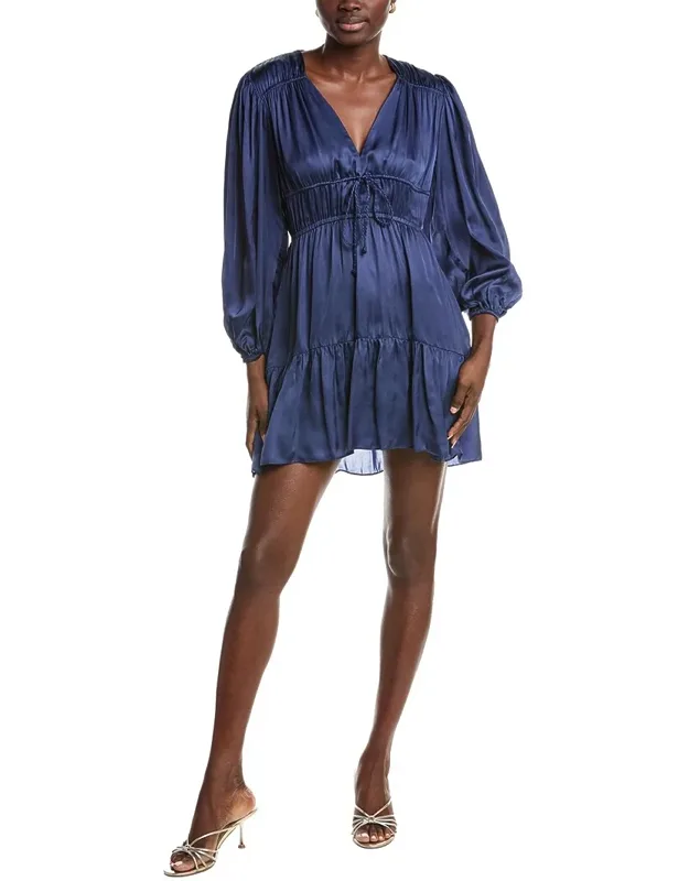 Gathered Satin Mini Dress