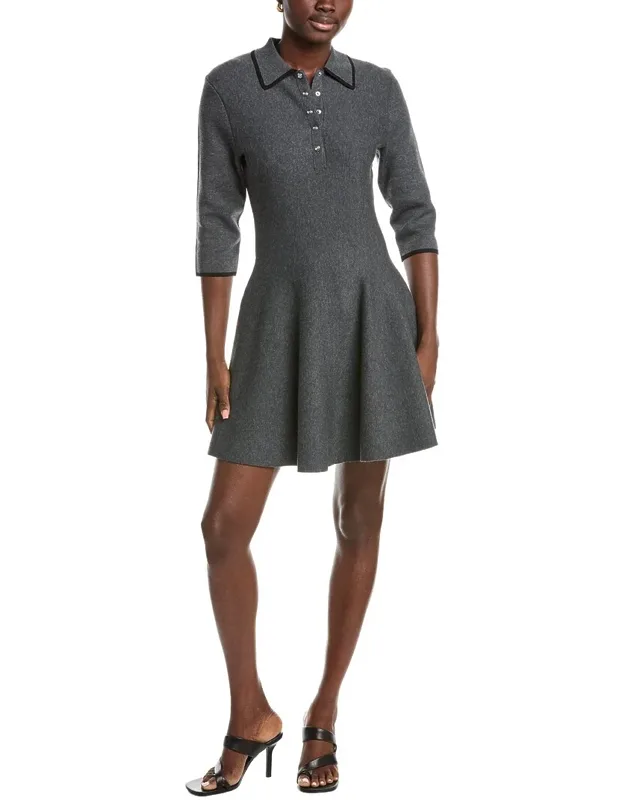 Knitted Wool-blend Polo Dress