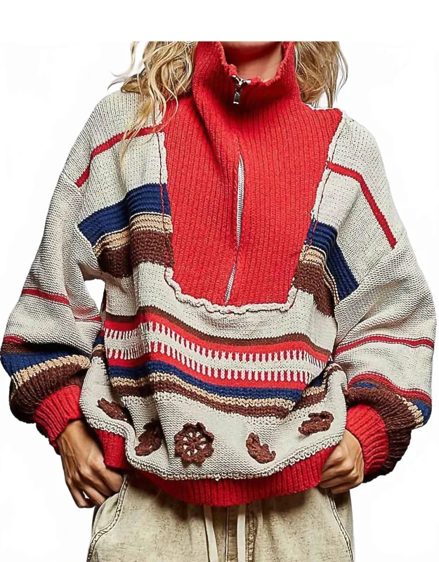 Long Sleeve Quarter Zip Sweater