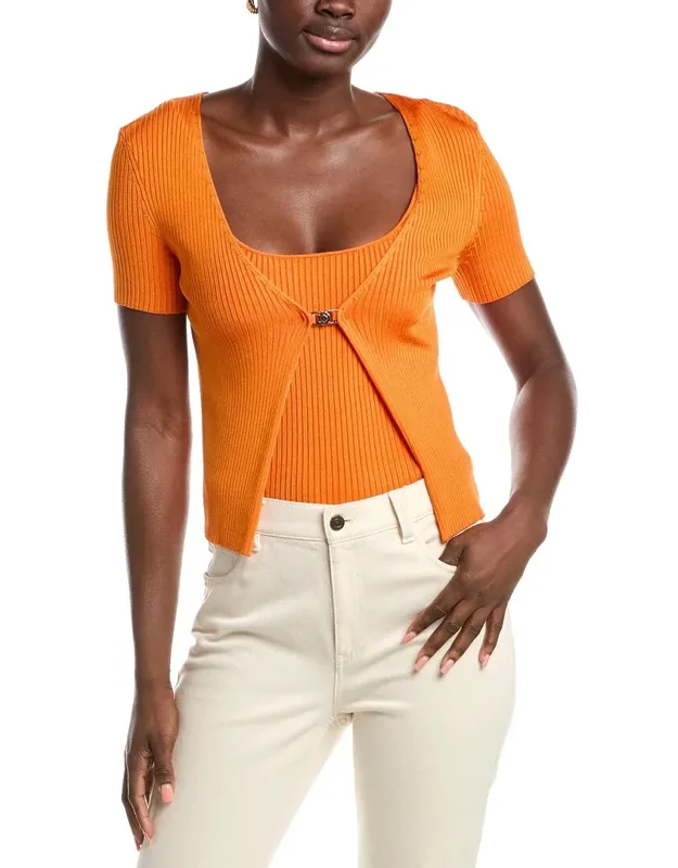 2-in-1 Clasp Front Sweater