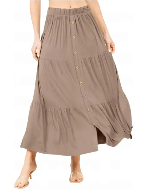 Button Up Long Tier Skirt