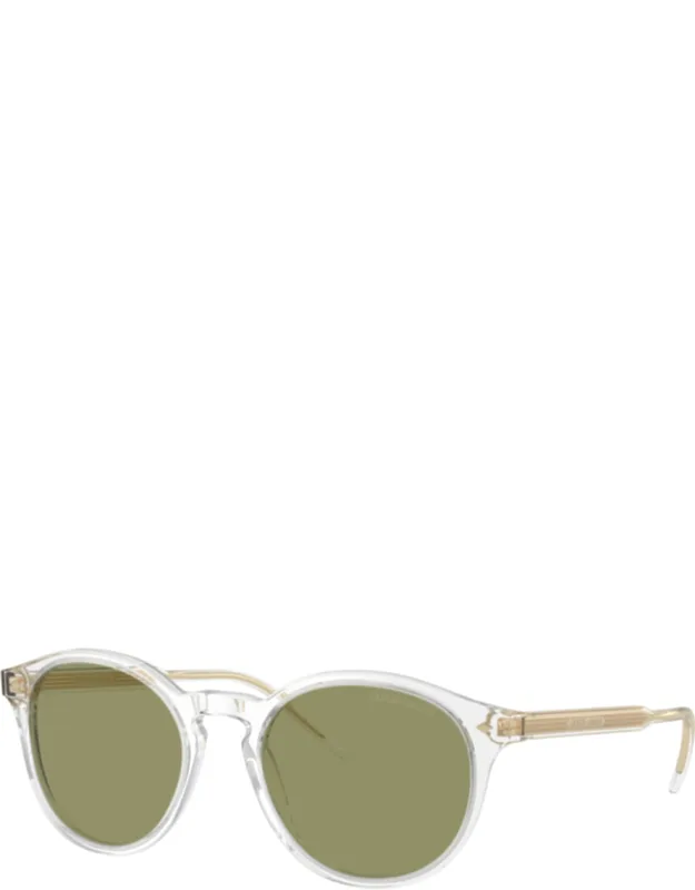 Round Clear Acetate Sunglasses With Golden Accents