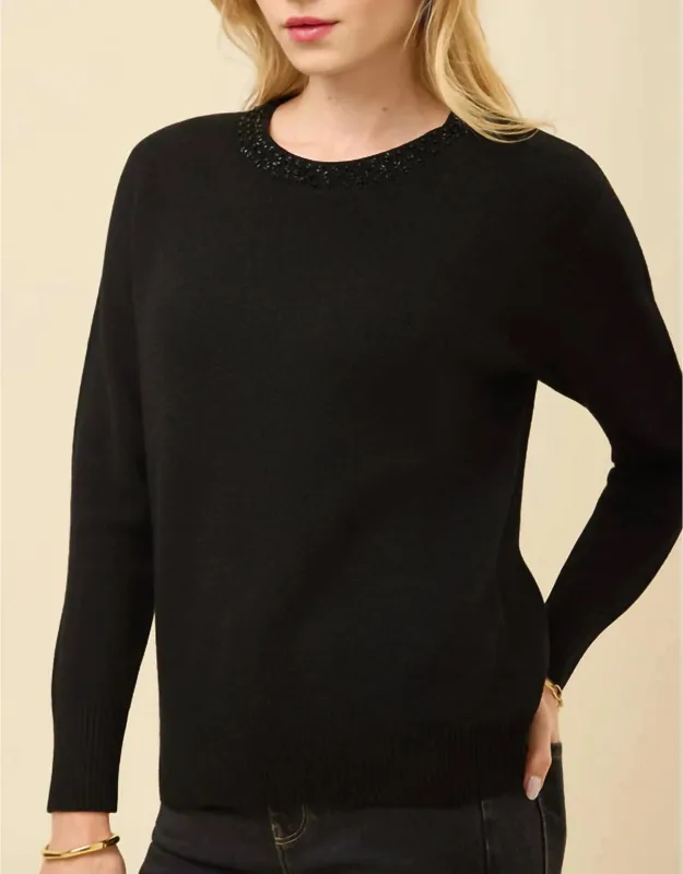 Embellished Neck Sweater