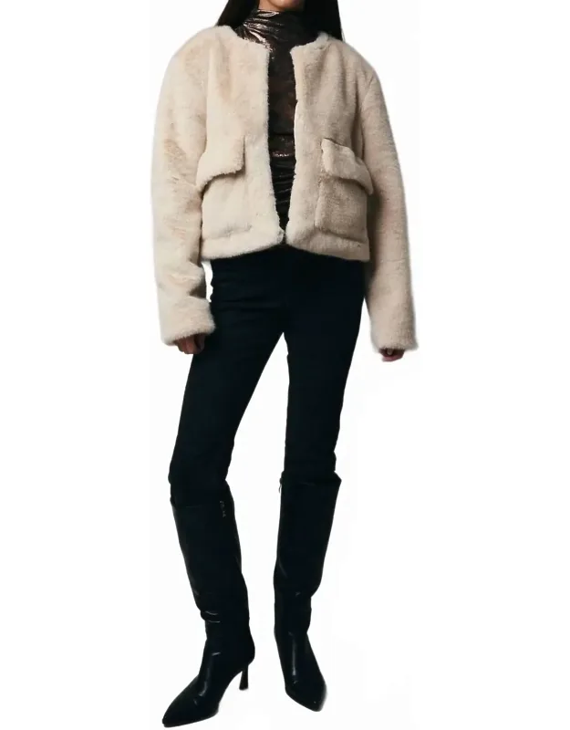 Cropped Long Sleeve Fur Coat