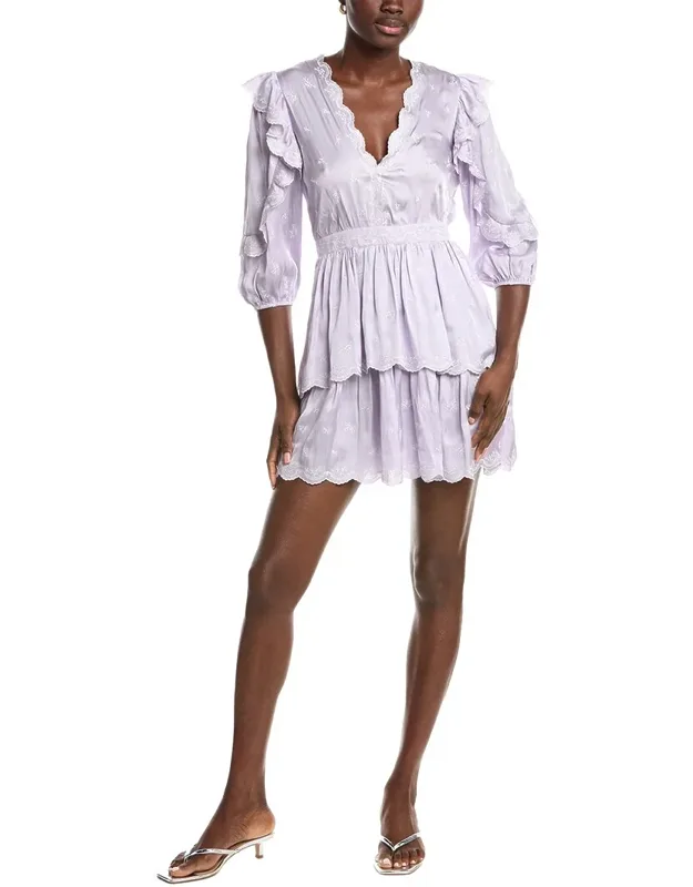 Embroidered Ruffle Mini Dress
