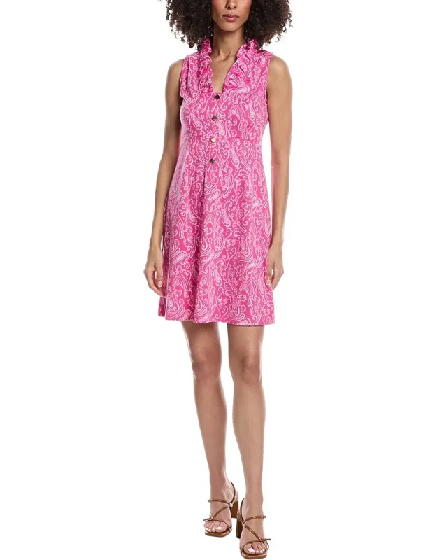 Emily Button Ruffle Jacquard Mini Dress