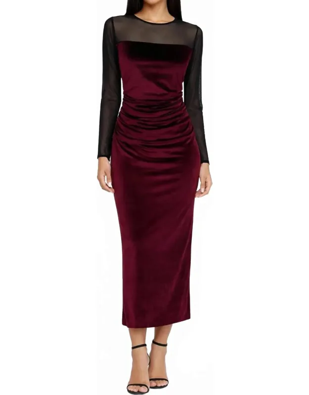 Velvet Mesh Midi Dress