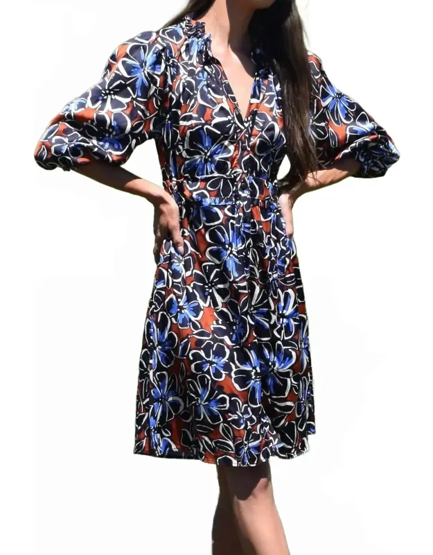 Floral Elastic Collar Dress