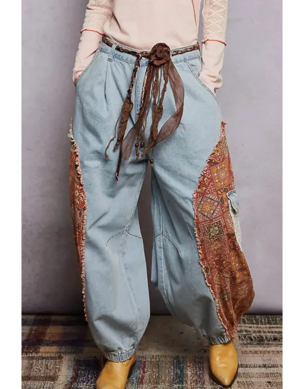 Floral Patchwork Cargo Joggers