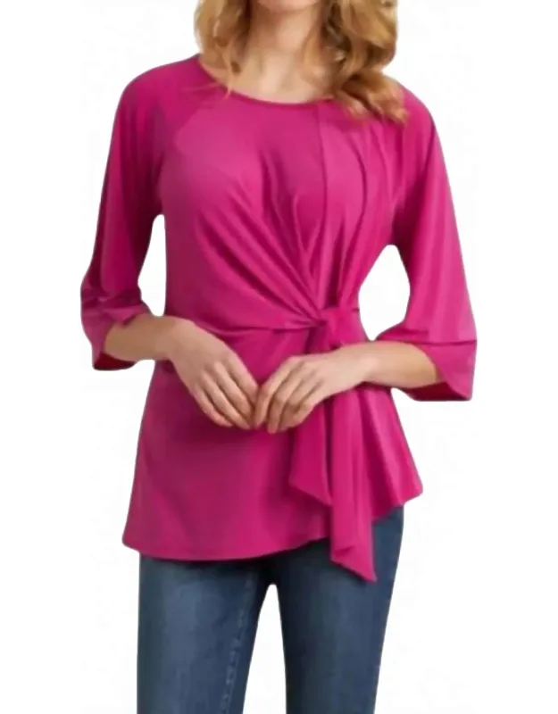 3/4 Sleeve Gathered Tie Tunic