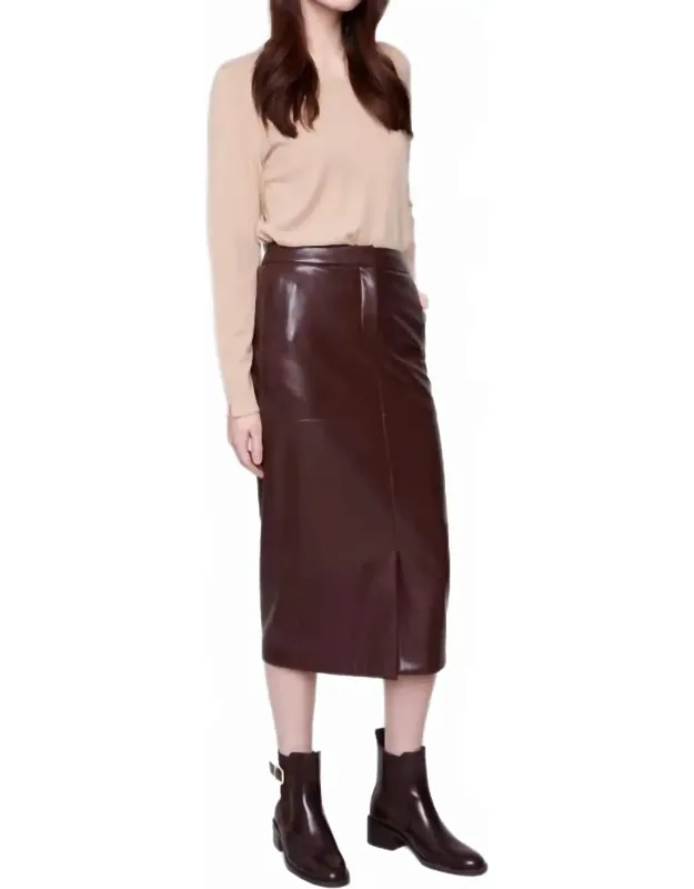 Faux Leather Midi Skirt