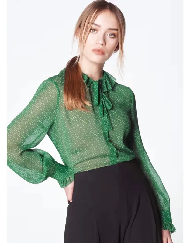 Eliza Spot Print Frill Collar Blouse
