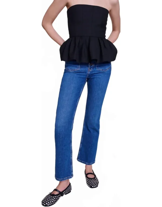 Denim Jeans With Button Front Fly And Front Pockets