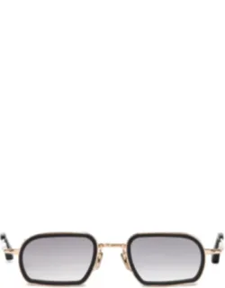 Geometric Rectangular Sunglasses With Gold-tone Metal Frame
