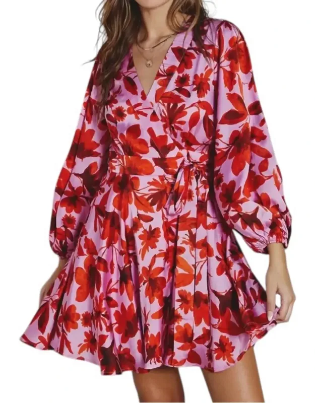 Satin Wrap Mini Dress