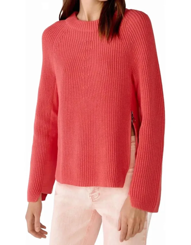 Crew Neck Open-back Ribbon Tie Knit Pullover