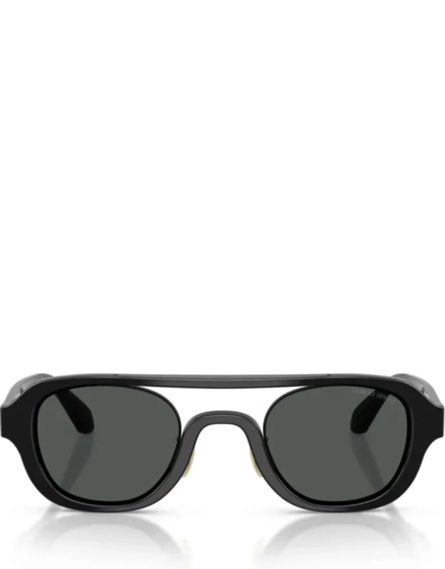 Bold Rectangular Frame Sunglasses With Gold Accents