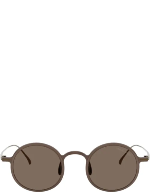 Round Titanium Sunglasses With Tinted Lenses