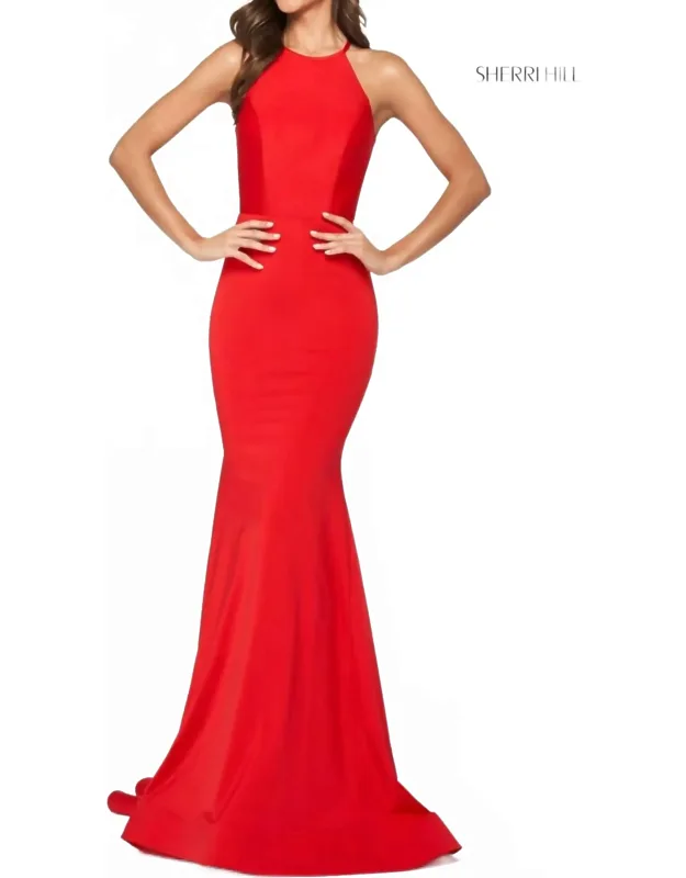 High Cut Halter Style Maxi Dress