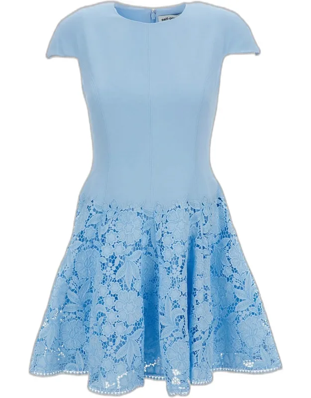 Mini Dress With Ruffled Hem And Cap Sleeves