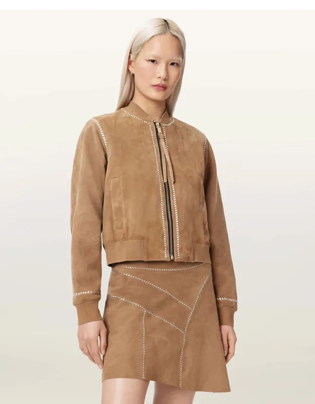 Orten Whipstitch Suede Bomber Jacket