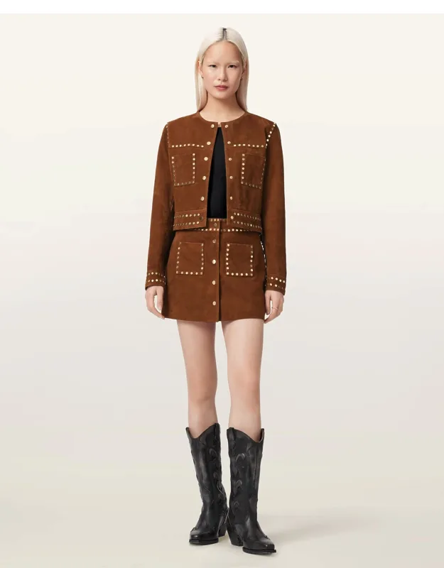 Alice Suede Studded Mini Skirt
