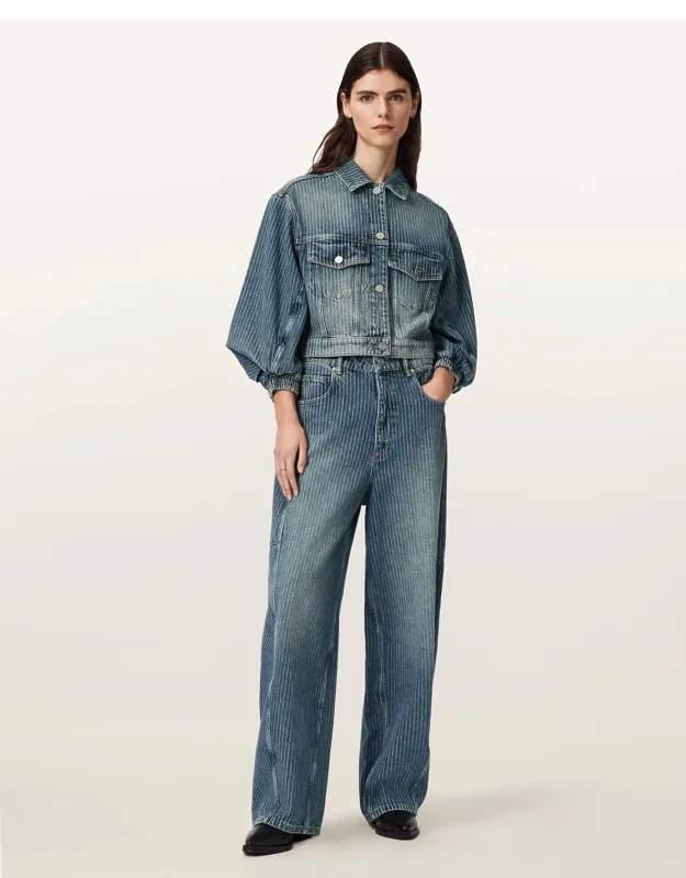 Carter Stripe Mid Rise Denim Jeans