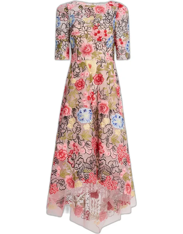 Embroidered High-low Maxi Dress