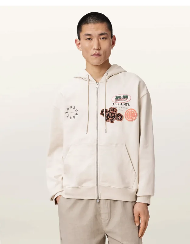Patcher Zip Up Cotton Hoodie