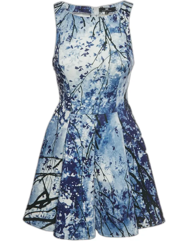Floral Print Neoprene Flared Mini Dress