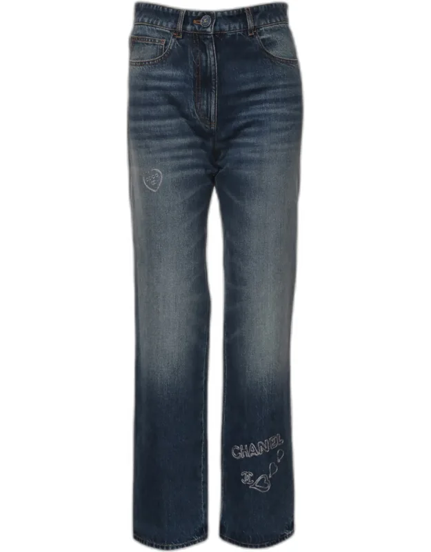 Embroidered Denim Jeans
