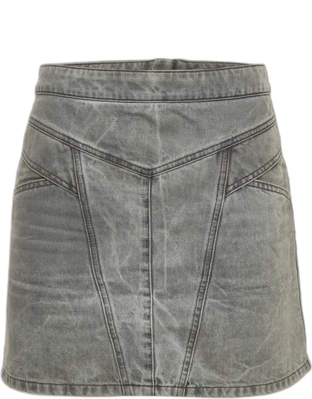Denim Zip Up Mini Skirt