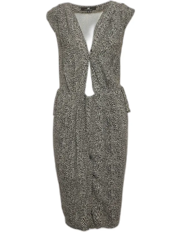 Herringbone Stretch Crepe Wrap Mini Dress