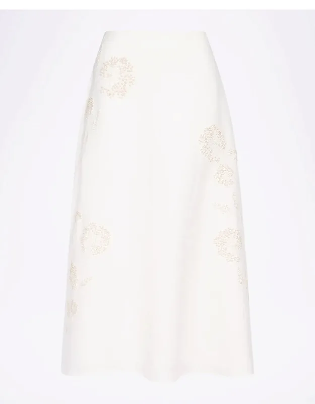 The A-line Embroidered Linen Skirt