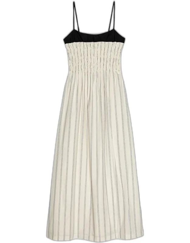Primrose Pinstripe Cotton Poplin Midi Dress