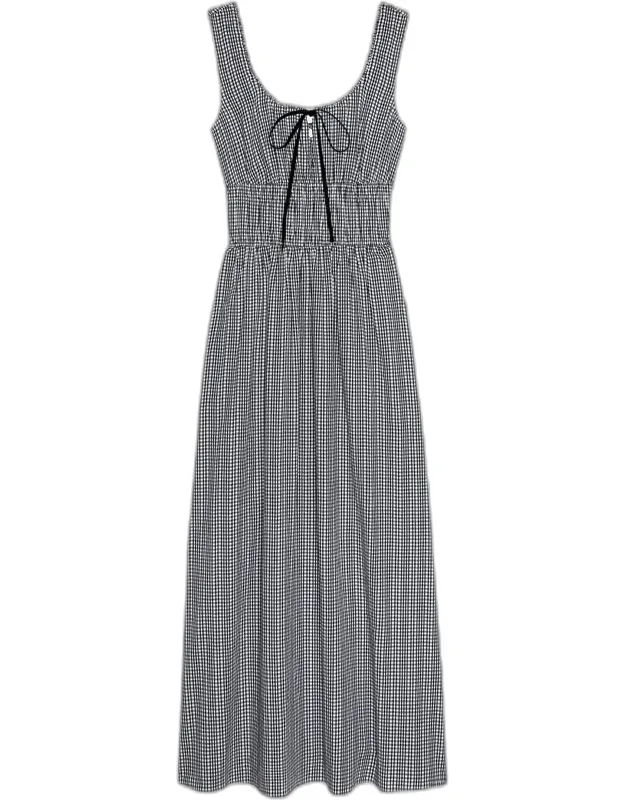 Gingham A-line Midi Dress